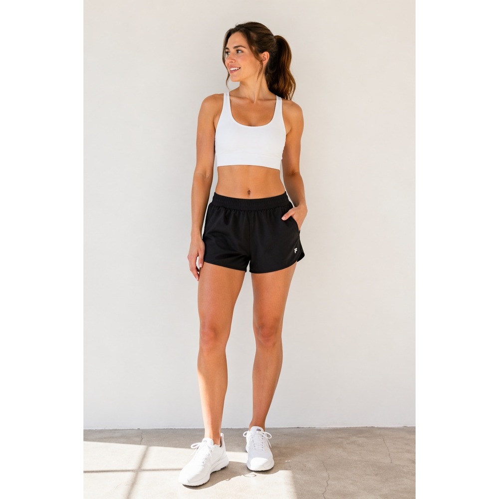 Fila Running Shorts Womens XL Black Athletic Workout Gym Activewear Lightweight